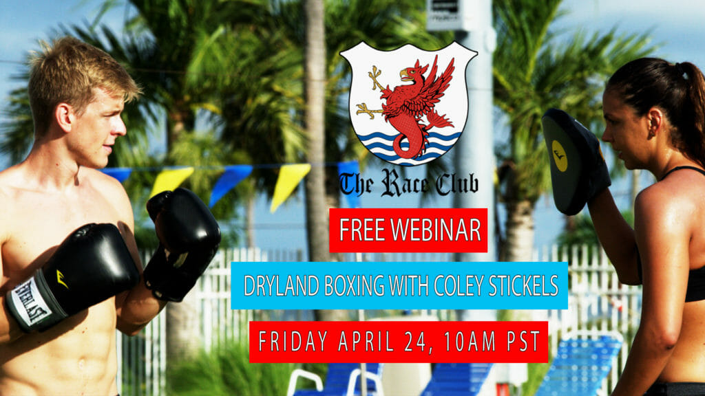 Join us for a  FREE Webinar Friday, April 24th, 1 PM EASTERN TIME, with Head Coach of Alabama Swimming, Coley Stickels. Coley is known for his unique and innovative dryland routines.  This week he will discuss the exercises in our Lane 2 Boxing Dryland Sequence and answer your questions.
 		
			
				Join the club to access this page! You must purchase one of our Race Club memberships:  The Race Club Membership – 2, Monthly, The Race Club Membership – 2, Annual, The Race Club Membership (Lane 2 Only) – 2, Monthly, The Race Club Membership (Lane 2 Only) – 2, Annual, The Race Club Membership - Bronze – Monthly, The Race Club Membership - Bronze – Annual, The Race Club Membership – 1, , The Race Club Membership – 4: Pro, Monthly, The Race Club Membership – 4: Pro, Annual, The Race Club Membership – 4: Elite, Monthly, The Race Club Membership – 4: Elite, Annual, The Race Club Membership – 4: Pro, 4-Month Bundle, The Race Club Membership – 4: Elite, 4-Month Bundle, The Race Club Membership – 4: Premium, Monthly, The Race Club Membership – 4: Premium, 4-Month Bundle, The Race Club Membership – 4: Premium, Annual, The Race Club Membership - Gold – Pro Coach, Monthly, The Race Club Membership - Gold – Elite - Alex Meyer - $375/month or $3500/year, Monthly, The Race Club Membership - Gold – Elite - Dr Megan Cannon $375/month or $3500/year, Monthly, The Race Club Membership - Gold – Premium - Gary Hall Jr - $425/month or $4000/year, Monthly, The Race Club Membership - Gold – Premium - Gary Hall Sr - $425/month or $4000/year, Monthly, The Race Club Membership - Gold – Pro Coach, Annual, The Race Club Membership - Gold – Elite - Alex Meyer - $375/month or $3500/year, Annual, The Race Club Membership - Gold – Elite - Dr Megan Cannon $375/month or $3500/year, Annual, The Race Club Membership - Gold – Premium - Gary Hall Jr - $425/month or $4000/year, Annual, The Race Club Membership - Gold – Premium - Gary Hall Sr - $425/month or $4000/year, Annual, The Race Club Membership – 3, Annual, The Race Club Membership – 3, Monthly, The Race Club Membership - Silver – Monthly or The Race Club Membership - Silver – Annual

Or Login